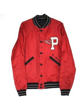 Polo Ralph Lauren Men Medium P-Wing Chain Stitch Reversible Varsity Jacket C1269